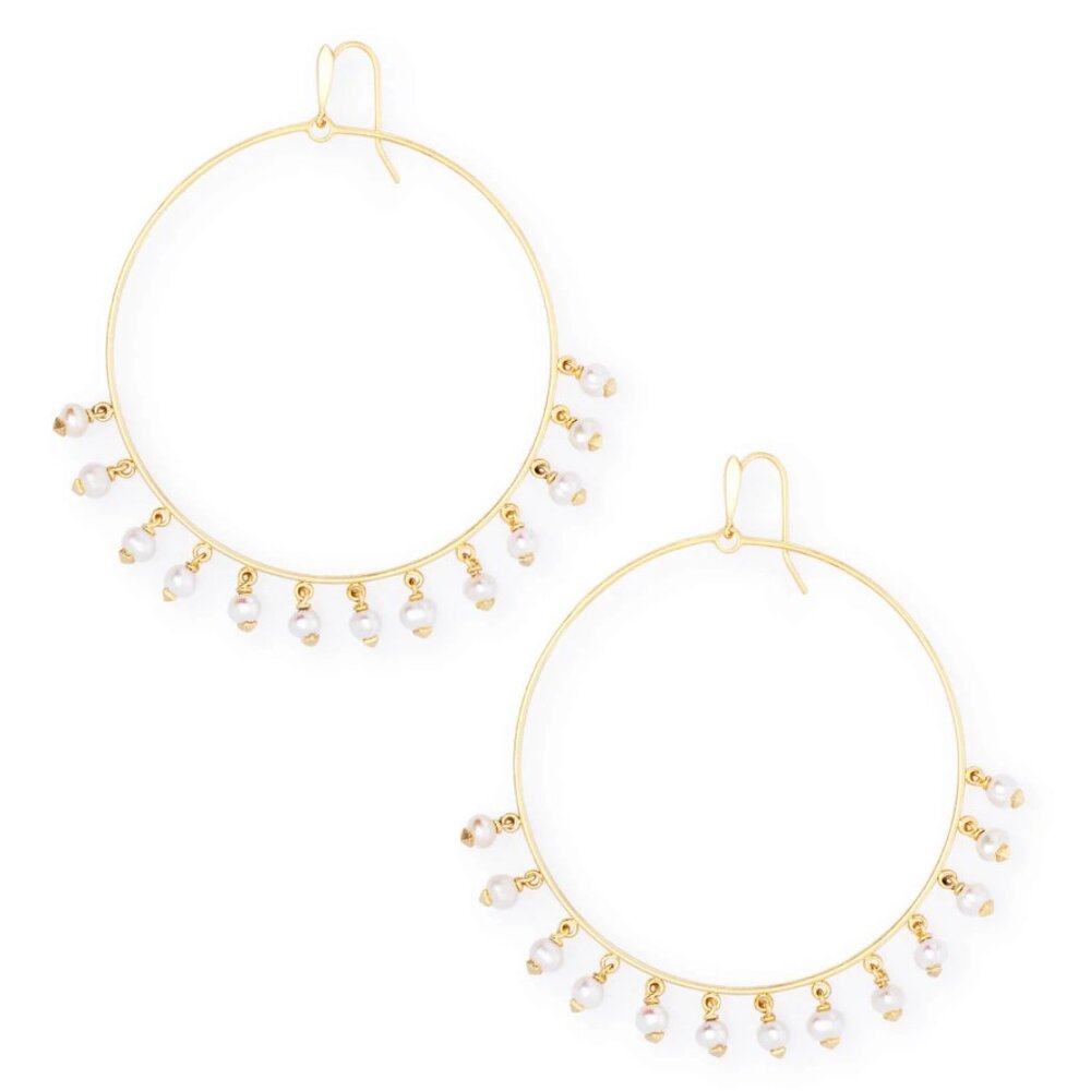 Kendra Scott Gold Hoop Earrings with White Accents